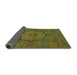 Sideview of Abstract Dark Yellow Green Modern Rug, abs1311