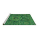 Sideview of Machine Washable Abstract Turquoise Modern Area Rugs, wshabs1311turq