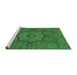 Sideview of Machine Washable Abstract Emerald Green Modern Area Rugs, wshabs1311emgrn