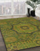 Abstract Dark Yellow Green Modern Rug in Family Room, abs1311