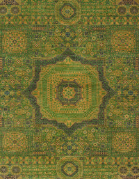 Machine Washable Abstract Dark Yellow Green Rug, wshabs1311