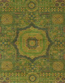Machine Washable Abstract Dark Yellow Green Rug, wshabs1311