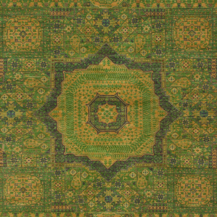 Machine Washable Abstract Dark Yellow Green Rug, wshabs1311