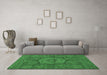 Machine Washable Abstract Emerald Green Modern Area Rugs in a Living Room,, wshabs1311emgrn