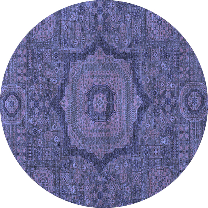 Round Machine Washable Abstract Blue Modern Rug, wshabs1311blu