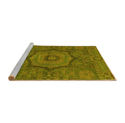 Sideview of Machine Washable Abstract Yellow Modern Rug, wshabs1311yw
