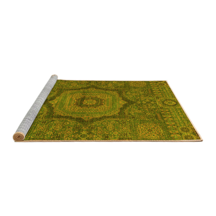 Sideview of Machine Washable Abstract Yellow Modern Rug, wshabs1311yw