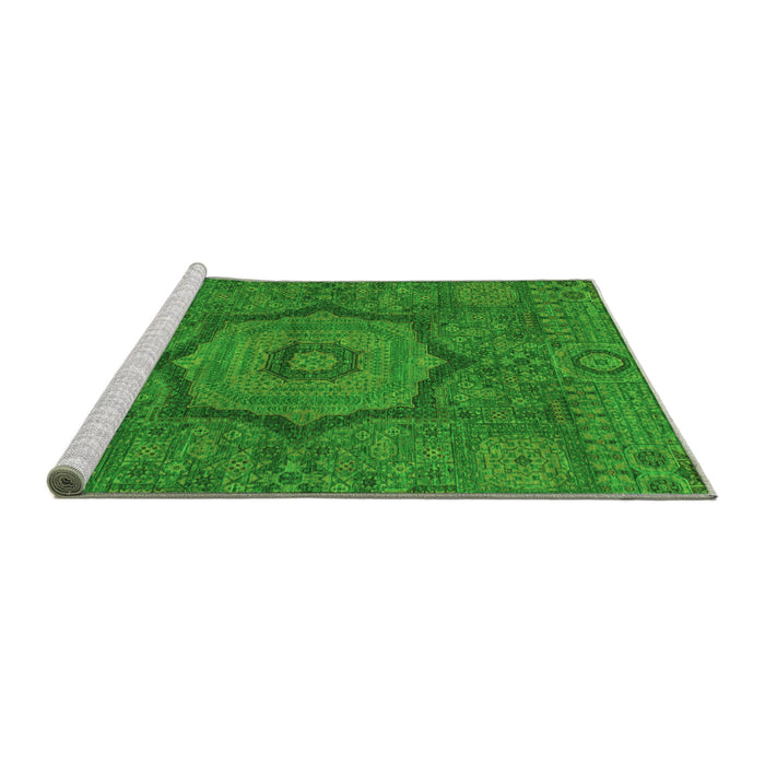 Sideview of Machine Washable Abstract Green Modern Area Rugs, wshabs1311grn