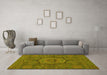 Machine Washable Abstract Yellow Modern Rug in a Living Room, wshabs1311yw