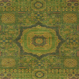 Square Abstract Dark Yellow Green Modern Rug, abs1311