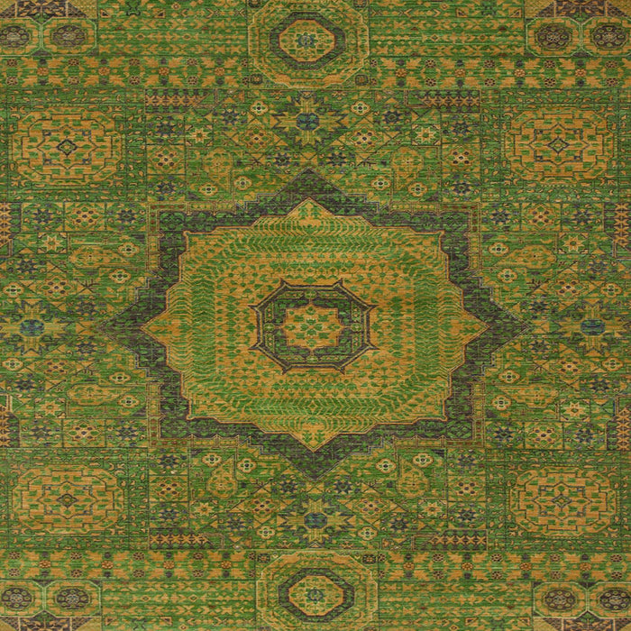 Square Abstract Dark Yellow Green Modern Rug, abs1311
