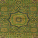 Square Abstract Dark Yellow Green Modern Rug, abs1311