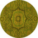 Round Abstract Yellow Modern Rug, abs1311yw