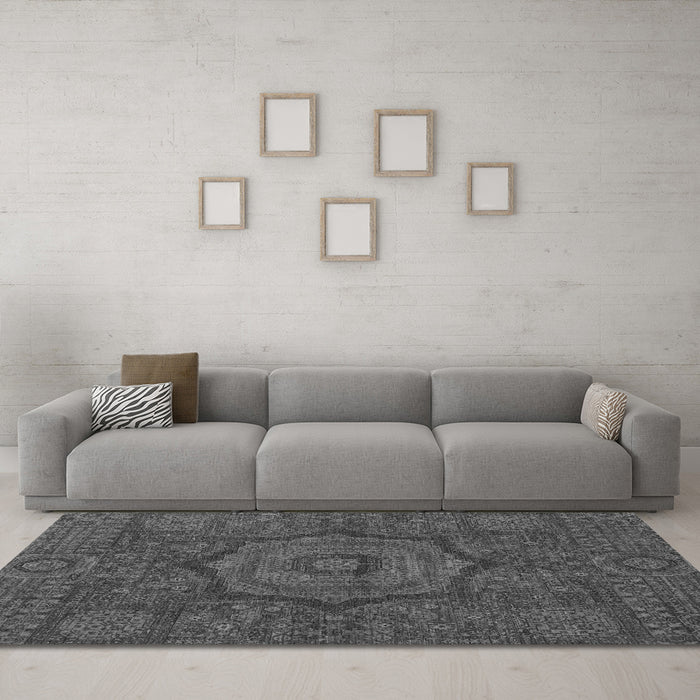 Machine Washable Abstract Gray Modern Rug in a Living Room,, wshabs1311gry