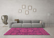 Machine Washable Abstract Pink Modern Rug in a Living Room, wshabs1311pnk