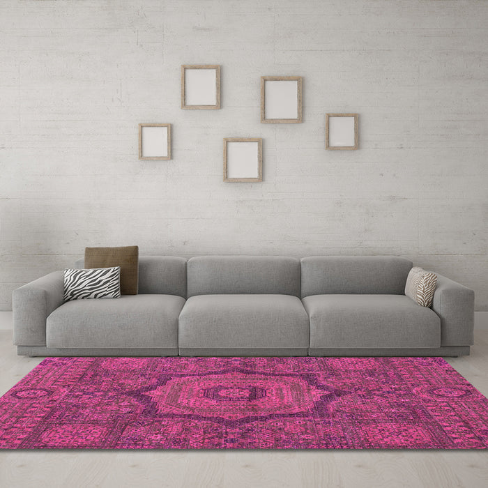 Machine Washable Abstract Pink Modern Rug in a Living Room, wshabs1311pnk