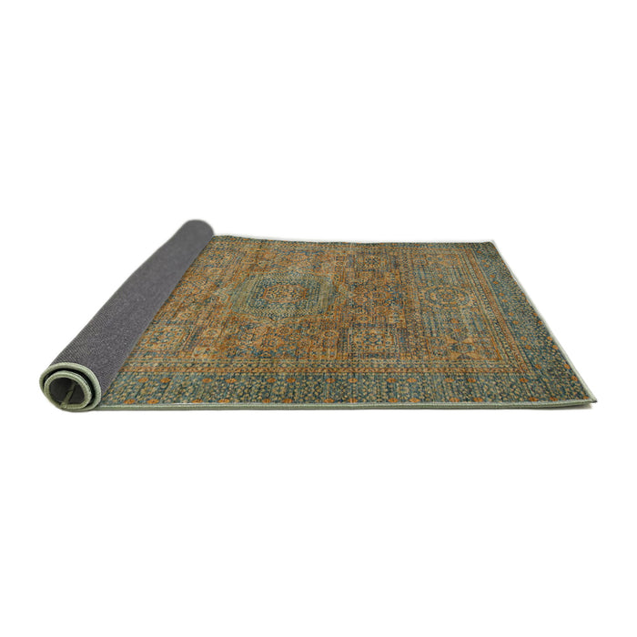 Sideview of Abstract Copper Green Modern Rug, abs1312