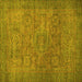 Square Machine Washable Abstract Yellow Modern Rug, wshabs1312yw