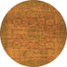 Round Abstract Orange Modern Rug, abs1312org