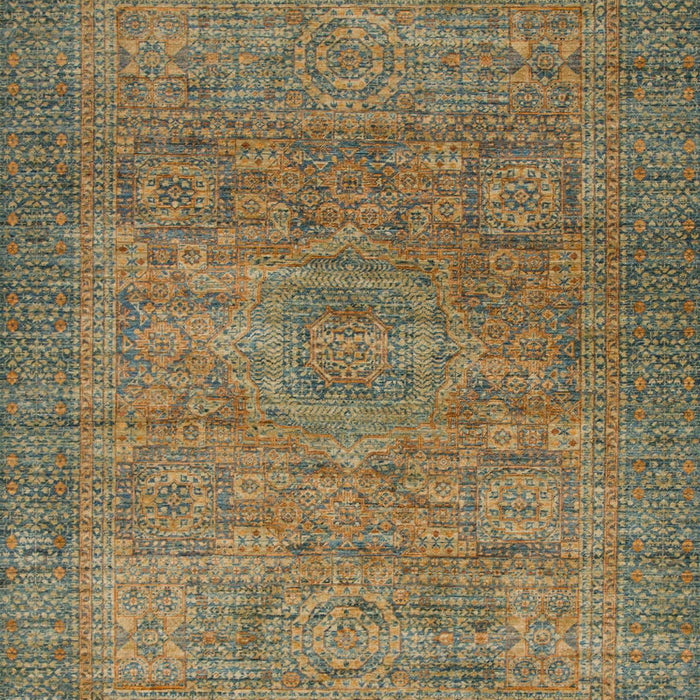 Machine Washable Abstract Brass Green Rug, wshabs1312