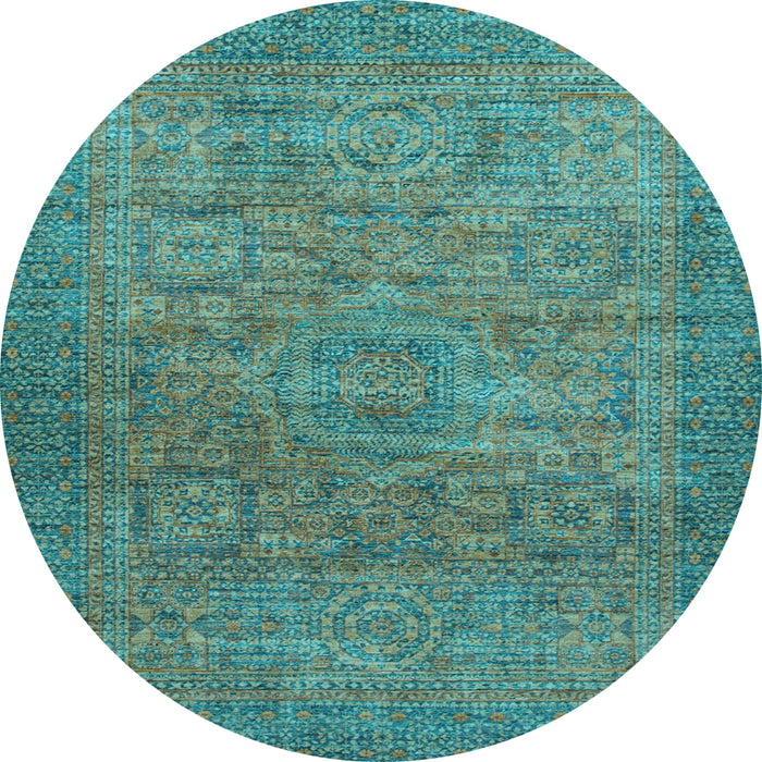 Round Abstract Light Blue Modern Rug, abs1312lblu