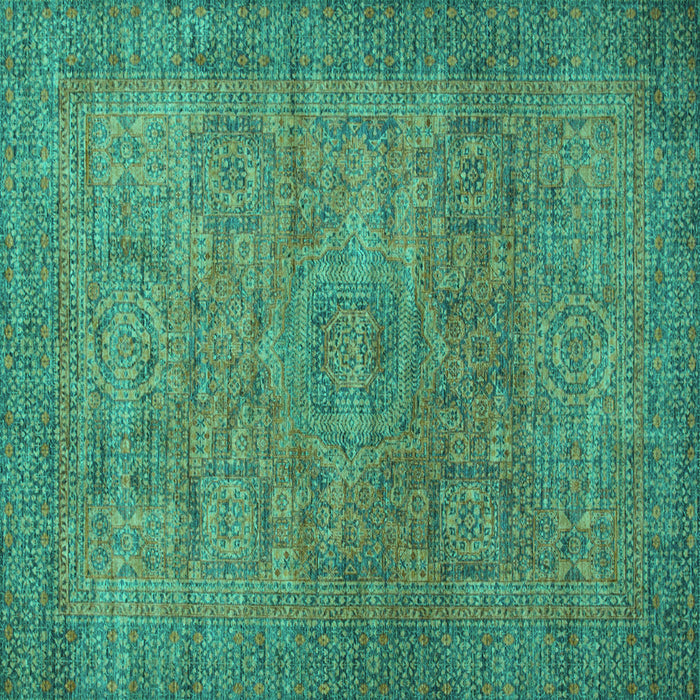 Square Machine Washable Abstract Turquoise Modern Area Rugs, wshabs1312turq