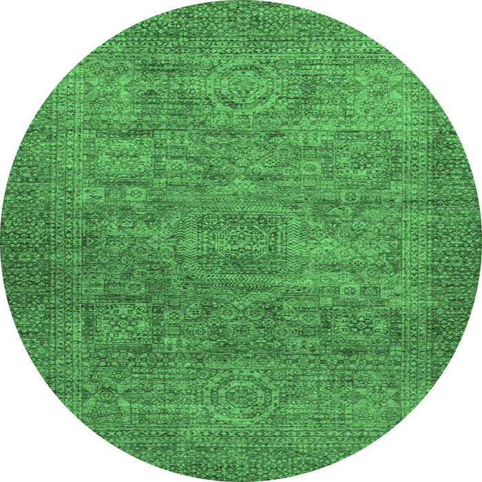 Round Abstract Emerald Green Modern Rug, abs1312emgrn
