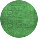 Round Abstract Emerald Green Modern Rug, abs1312emgrn