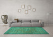 Machine Washable Abstract Turquoise Modern Area Rugs in a Living Room,, wshabs1312turq