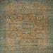 Square Machine Washable Abstract Brass Green Rug, wshabs1312