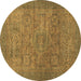 Round Abstract Brown Modern Rug, abs1312brn