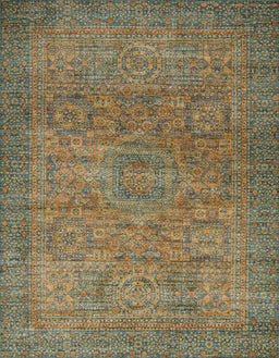 Abstract Copper Green Modern Rug, abs1312