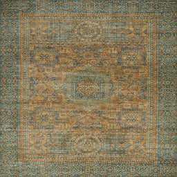 Square Abstract Copper Green Modern Rug, abs1312