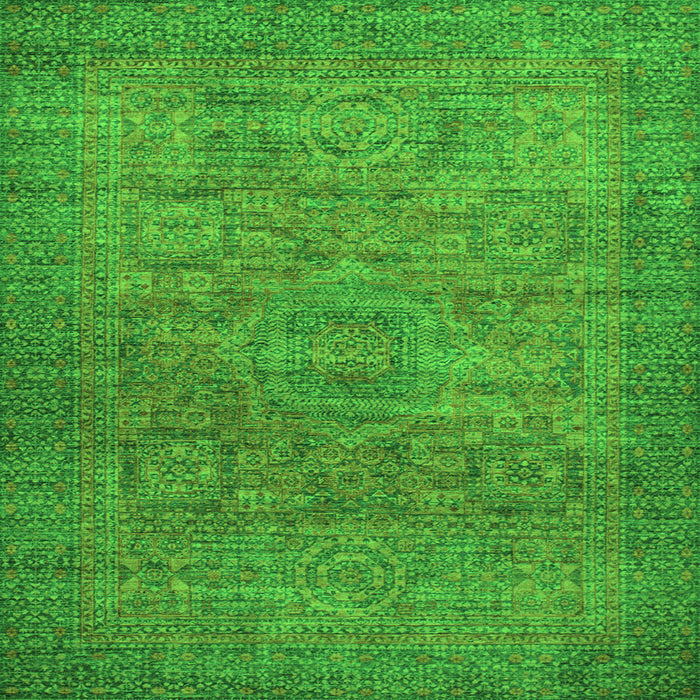 Square Machine Washable Abstract Green Modern Area Rugs, wshabs1312grn