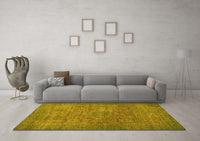 Machine Washable Abstract Yellow Modern Rug, wshabs1312yw