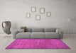 Machine Washable Abstract Pink Modern Rug in a Living Room, wshabs1312pnk