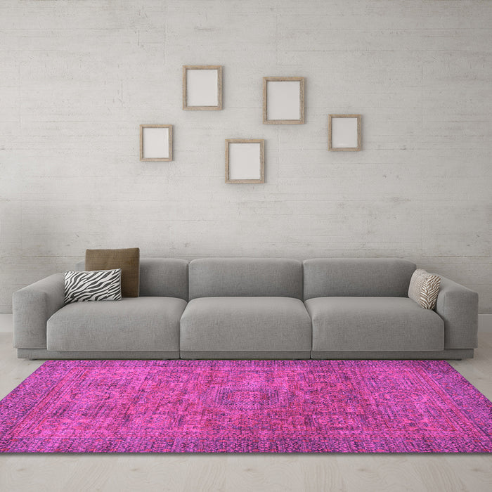 Machine Washable Abstract Pink Modern Rug in a Living Room, wshabs1312pnk