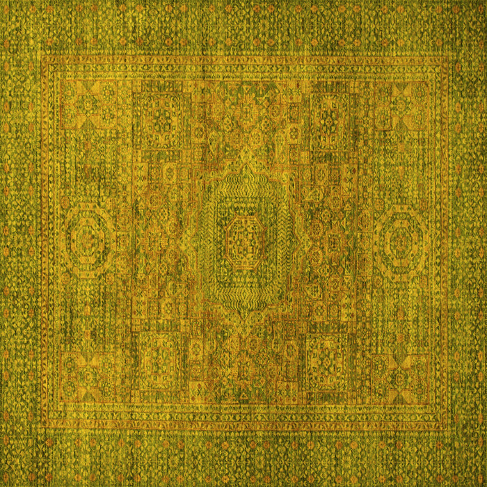 Square Abstract Yellow Modern Rug, abs1312yw