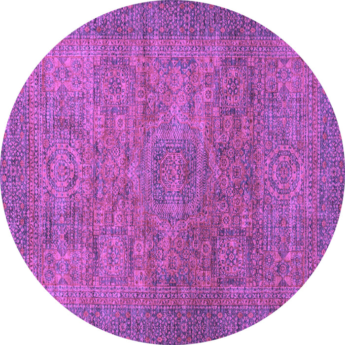 Round Abstract Purple Modern Rug, abs1312pur