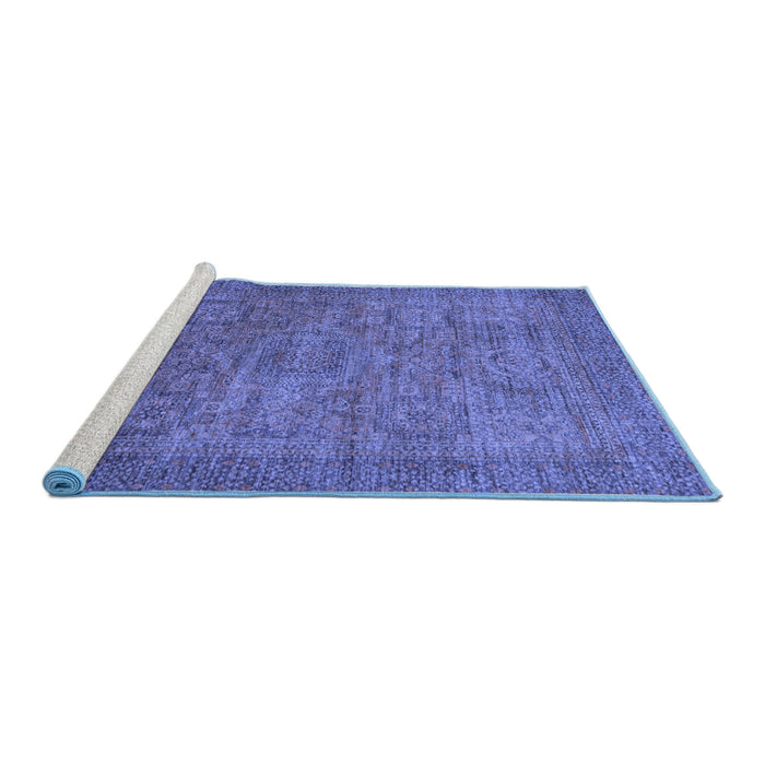 Sideview of Machine Washable Abstract Blue Modern Rug, wshabs1312blu