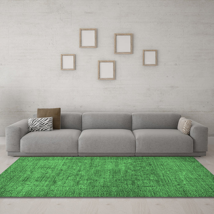 Machine Washable Abstract Emerald Green Modern Area Rugs in a Living Room,, wshabs1312emgrn
