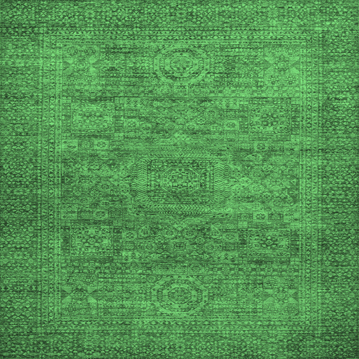 Square Machine Washable Abstract Emerald Green Modern Area Rugs, wshabs1312emgrn