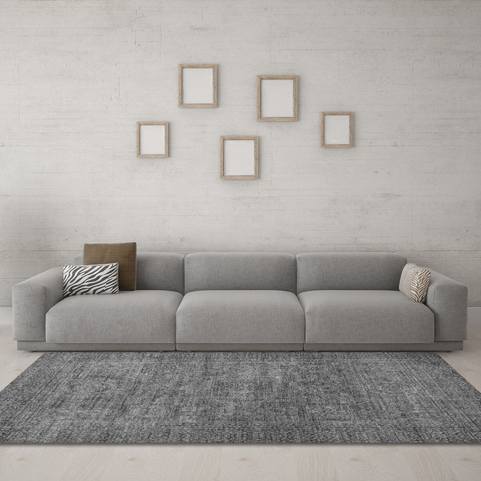 Machine Washable Abstract Gray Modern Rug in a Living Room,, wshabs1312gry