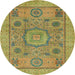 Round Abstract Brown Modern Rug, abs1313