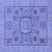 Square Abstract Blue Modern Rug, abs1313blu