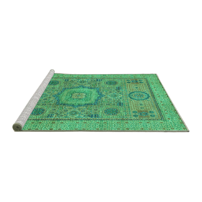 Sideview of Machine Washable Abstract Turquoise Modern Area Rugs, wshabs1313turq