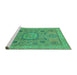 Sideview of Machine Washable Abstract Turquoise Modern Area Rugs, wshabs1313turq