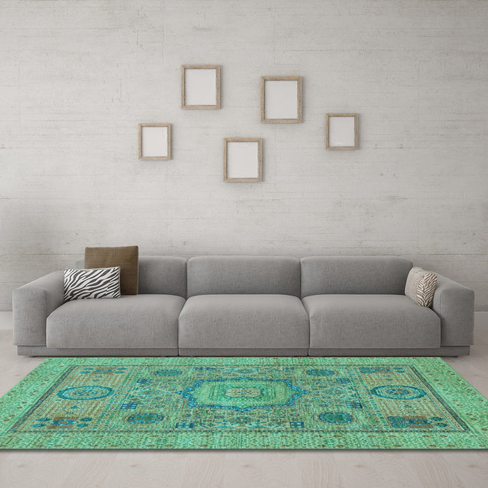 Machine Washable Abstract Light Blue Modern Rug in a Living Room, wshabs1313lblu