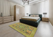 Machine Washable Abstract Brown Rug in a Bedroom, wshabs1313