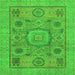 Square Machine Washable Abstract Green Modern Area Rugs, wshabs1313grn